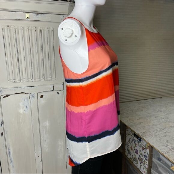 Valette Stripe Tye Dye Split Back Spaghetti Strap Top Tank - Picture 6 of 13